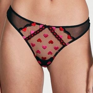 NWT VS Limited Edition Valentine Hearts Embroidered Thong | XXL